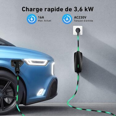 Зарядний пристрій для електромобілів EVJUICION, управління через додаток, зарядний пристрій для електромобілів типу 2 Schuko 8-16