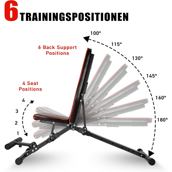 Професійна гантель Складана силова лава класу люкс Компактна та швидка у складанні Регулювання нахилу лави в 21 напрямку Надзвичайна вантажопідйомність 550 кг З опорою для ніг Складана та стабільна тренувальна лава