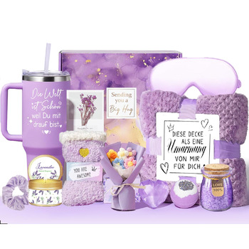 Подарунки для жінок, подарунковий набір на день народження для найкращої подруги, дружини, матері, колеги, сестри з оздоровчим ефектом келих для вина з нержавіючої сталі об&39ємом 40 унцій, ковдра, подарунковий набір з ароматом для ванни з 13 предметів, ф