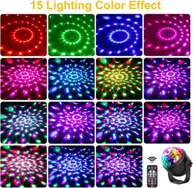 Диско-куля, обертова музика Gritin на 360 Світлодіодний світильник для вечірки Диско-світло з дистанційним керуванням - динамічні