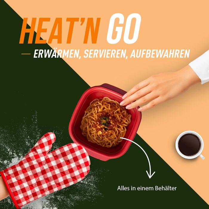 Контейнери для мікрохвильової печі Heat&39n Go, набір з 5 шт. , 2,2 л, квадратні контейнери для приготування їжі з кришками та отворами для пари, штабелюються, можна мити в посудомийній машині, для обідів у офісі та в дорозі, червоні, 5 x 2200 мл