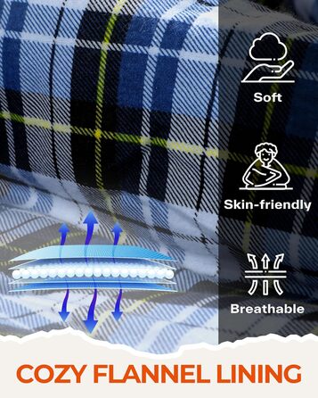 Спальний мішок Sportneer для активного відпочинку - Фланелевий зимовий спальний мішок 220 x 85 см, Компактний спальний мішок-ковдра на 3-4 сезони, Холодна погода, Зимовий кемпінг на свіжому повітрі, Чорний