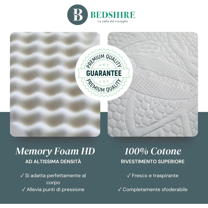 Наматрацник Bedshire для двоспального ліжка, 180 x 190 см, піна з ефектом пам&39яті, висота 6 см, зі знімним чохлом, стиль футон, ортопедичний. 180x190