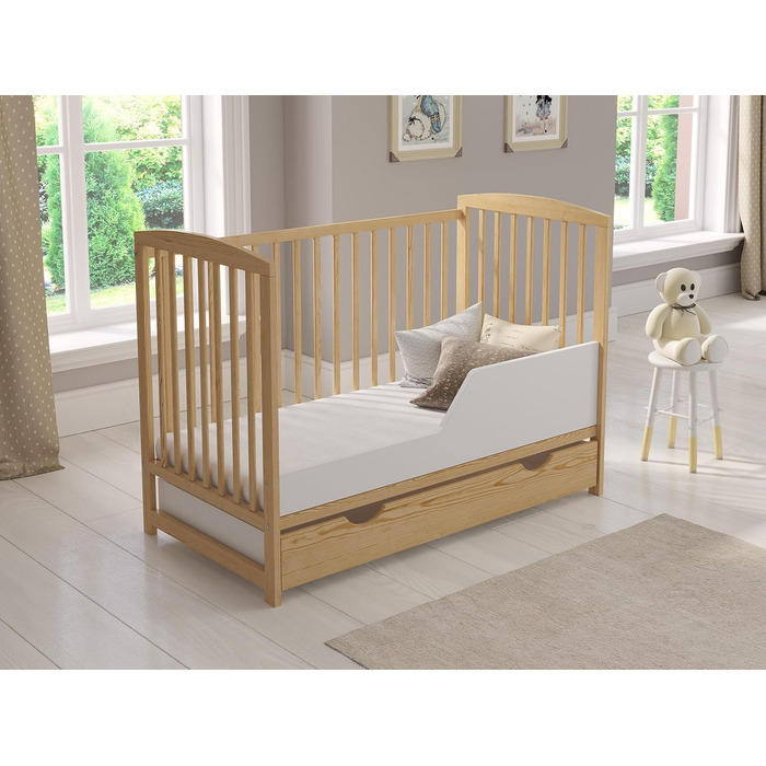 Дитяче ліжечко/спальне місце Love For Sleep 120x60 см з пінопластовим матрацом, дитяче ліжко Jacob з сосни, дерев&39яне дитяче ліжко - Дитяче ліжко, трансформоване ліжечко/дитяче ліжко