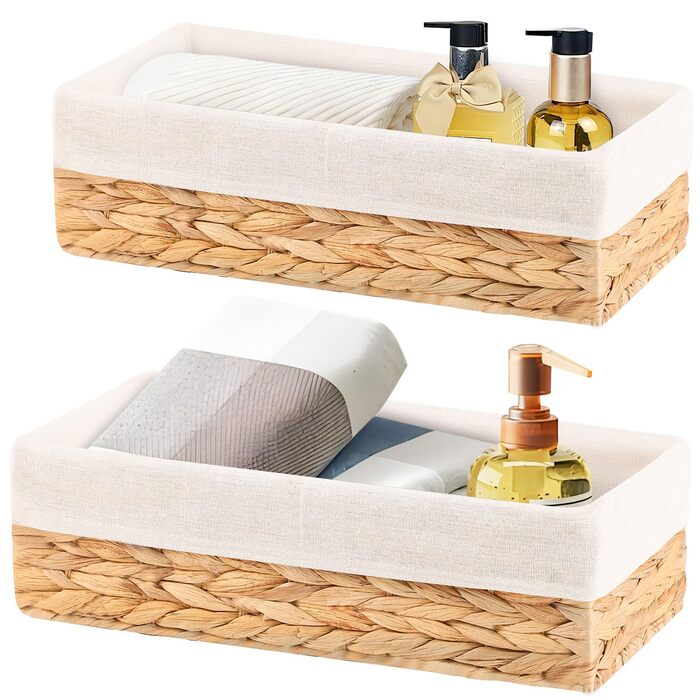 Плетений кошик для зберігання OUTBROS, кошик-органайзер для полиць, кошики для зберігання туалетного паперу, декоративна коробка з підкладкою, 2 шт., водяний гіацинт