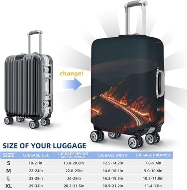 Чохол для валізи Нічне місто з принтом, еластичний захист від подряпин та пилу для подорожей, чорний, розмір 80