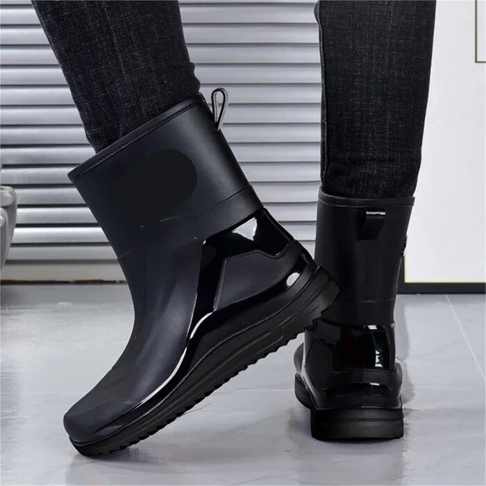 Чоловіче водне взуття, багатоцільове водонепроникне та нековзне гумове взуття, бавовняні рибальські гумові чоботи середньої довжини, повсякденні чоловічі гумові чоботи для дорослих, розмір 40, стиль 03