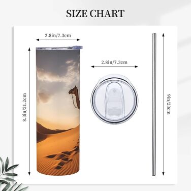 Кухоль з прямою трубочкою, 590 мл, одинокий верблюд, з принтом, дорожній кухоль, підходить для кемпінгу, офісу та дому