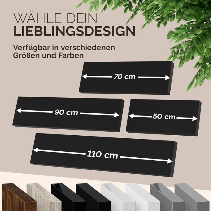 Настінна полиця Casaria, дерев&39яна, чорна, полиця з кронштейном, вантажопідйомність 15 кг, підвісна полиця, кухня, вітальня, коридор, настінна плаваюча полиця, книжкова полиця, плаваюча полиця, матове покриття, 90 см x 90 см, чорний