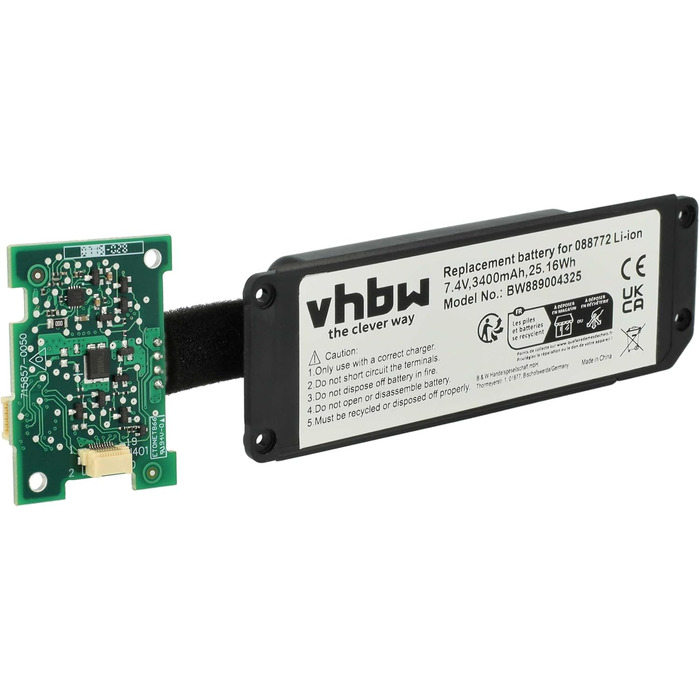 Акумулятор vhbw, сумісний з динаміками Bose SoundLink Mini 2 - в комплекті з платою (3400 мАг, 7,4 В, літій-іонний)