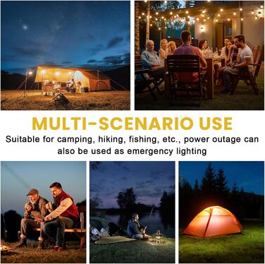 Набір із 4 акумуляторних кемпінгових ліхтарів, ліхтарі для наметів, 3 режими освітлення, акумуляторні лампочки з батареєю, зарядка через USB, міні-світлодіодні кемпінгові ліхтарі, регульована яскравість, зовнішні кемпінгові ліхтарі