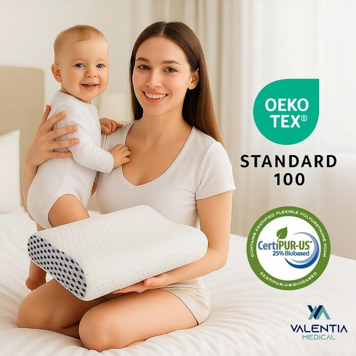 Ортопедична подушка - подушка для підтримки шиї - сертифікована Oeko-Tex - подушка для зняття болю в шиї - подушка з піни з ефектом пам&39яті - ергономічна подушка - суперм&39яка тканина, яку можна прати внутрішній чохол