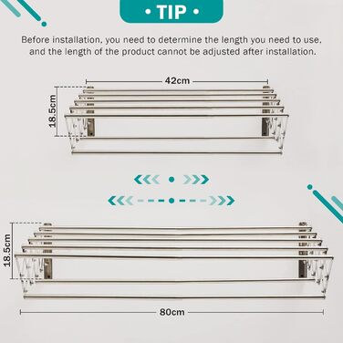 Настінна сушарка YOUDENOVA, настінна висувна сушарка для білизни з 7 шт. ангами, компактна сушарка для ванної кімнати, металевий р