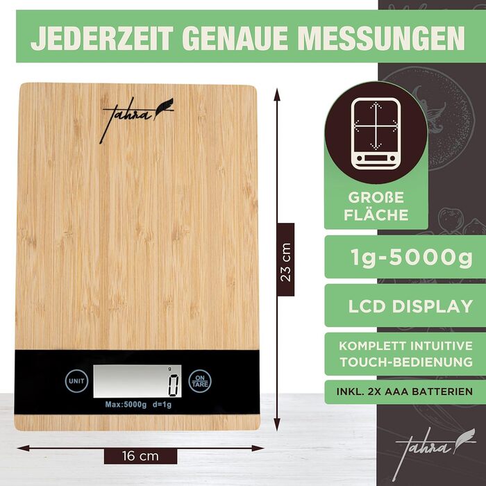 Кухонні ваги цифрові - Цифрові кухонні ваги до 5 кг - Цифрові ваги з рідкокристалічним дисплеєм - Кухонні ваги для випічки, пригот