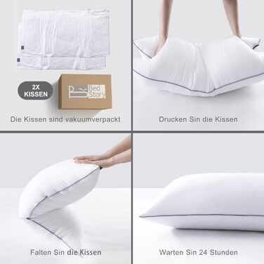 Подушка BedStory 40x80, комплект із 2 подушок з високоякісним наповнювачем з мікрофібри 950 г x 2, м&39який наповнювач, який можна прати, подушка для ліжка, подушка для сну, подушка для дивана, подушка для сну на боці 40x80 см