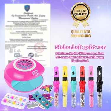 Студія нігтів для дівчаток, подарунковий набір із 33 предметів для дівчаток, дизайн нігтів, подарунки для дітей, машинка для макіяжу, студія нігтів, дизайн нігтів для дітей віком 6, 7, 8, 9, 10, 11, 12 років