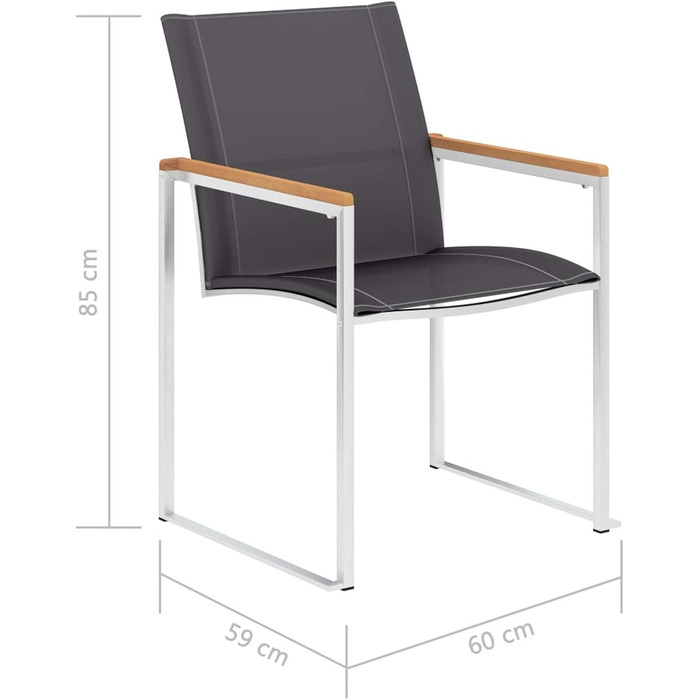 Рантрі 4 шт. Садові стільці Текстиль і нержавіюча сталь Сірий Садове крісло Садове крісло Балконне крісло Балконні стільці Меблі Садові меблі для балкона Тераса Сад