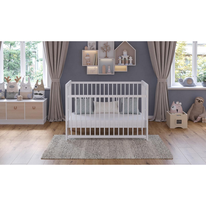 Дитяче ліжечко/спальне місце Love For Sleep 120x60 см із захисним бар&39єром, трансформоване, біле дитяче ліжко NOVA, дерев&39яне дитяче ліжко - Дитяче ліжко, дитяче ліжко, росте разом з вашою дитиною, ліжечко