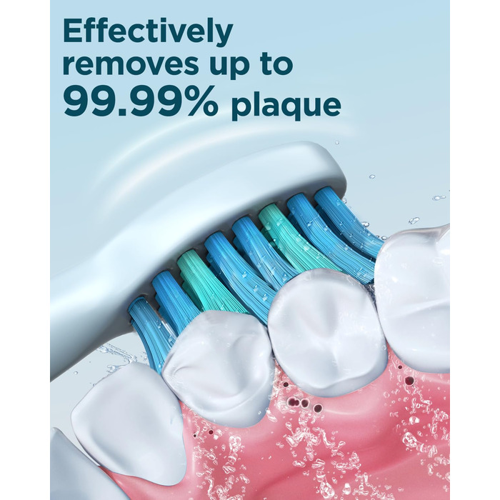 Звукова електрична зубна щітка Sonic для дорослих та дітей акумуляторна щітка з 8 насадками, до 120 днів використання після 3 годин швидкої зарядки, 5 режимів з вбудованим 2-хвилинним таймером блакитного кольору, (в упаковці )