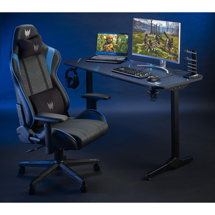 Ігровий стіл Acer Predator 140 x 60 см - Ігровий стіл із чохлом для килимка для миші, відділенням для геймпада, двома каналами для організації кабелів, тримачем для гарнітури та чашки, ігровий стіл GP.OTH11.03L