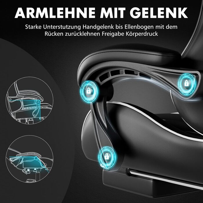 Ігрове крісло GTPLAYER, офісне крісло, масажне ігрове крісло, ергономічне ігрове крісло з підставкою для ніг, підголівником, масажною подушкою для попереку, м&39яке ігрове крісло, обертове крісло, біле, біла штучна шкіра