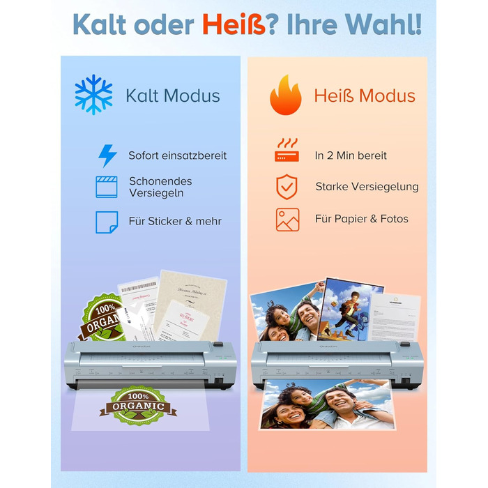 Дюймовий ламінатор A3/A4 з 20 пакетами для ламінування, гарячий та холодний ламінатор, ABS-пластик із захистом від застрягання, 10-в-1 ламінатор з різаком, тримером та закруглювачем кутів для офісу, школи та дому (синій), 13-