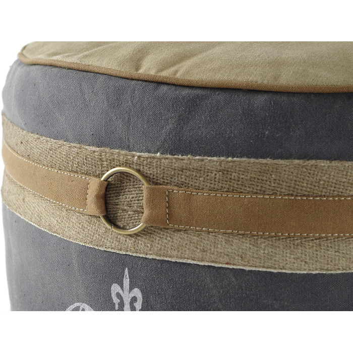 Круглий пуф/табурет Kobolo - Chateau - з полотна - з аплікаціями