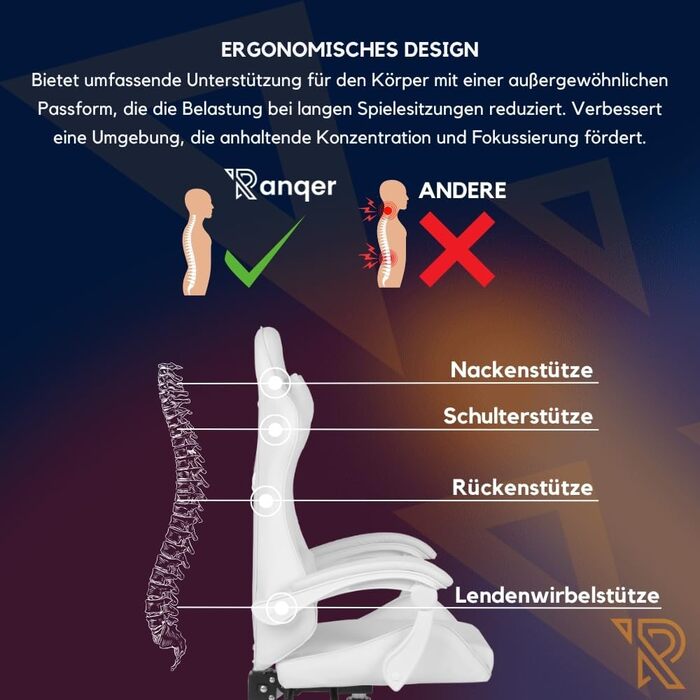 Ігрове крісло Apollo ергономічне обертове крісло з регульованою спинкою (90135), підлокітниками, подушками для попереку та шиї, штучна шкіра, стильний дизайн, високий комфорт для геймерів, білий колір.