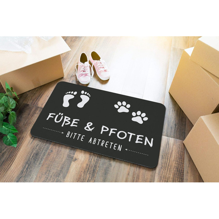 Килимок для дверей у формі кухля з написом &quotВитріть лапи та ноги&quot - кумедний килимок для використання в приміщенні та на вулиці, який можна прати - німецька якість