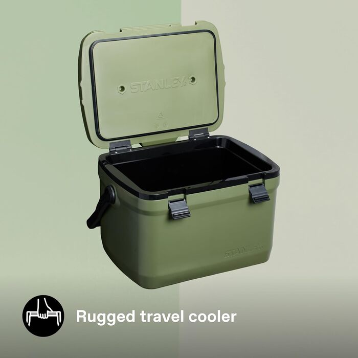 Вуличний холодильник Stanley 1913 Adventure 6,6 літрів Polar - Маленький кемпінговий холодильник - Без бісфенолу А - Кришка також функціонує як сидіння - Міцний ізольований бокс без електрики - Герметичний 15,1 л, хакі