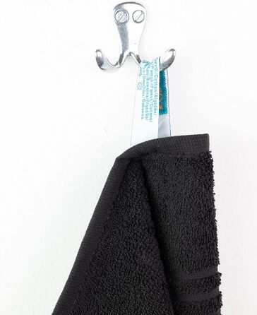 Набір ZOLLNER з 6 гостьових рушників розміром 40x60 см - сильно поглинаючі гостьові рушники чорного кольору - з практичною вішалко