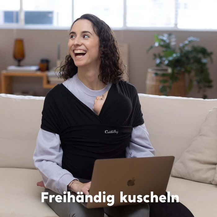 Еластична переноска для новонароджених від народження та малюків до 16 кг - Легко зав&39язується (чорна)