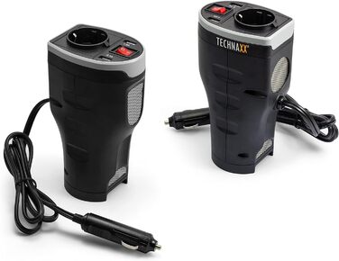 Гніздо прикурювача Technaxx для автомобіля з 2 USB портами - гніздо автомобільного адаптера - перетворювач напруги 12В на 230В - і