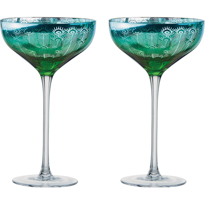 Келихи для шампанського Peacock Glass, різнокольорові Модерн, 51186pk2