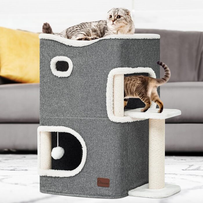 Котячий будиночок, котяче ліжко для домашніх котів, котяча бочка, котяча печера, невелика когтеточка з платформою, котячі меблі, котяче ліжко-печера, котячі печери, котячі ліжка (сірий)
