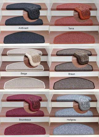 Килимки для сходів Kettelservice-Metzker Rambo - різні кольори та варіанти. Варіанти та кольори набору (16 шт., антрацит)