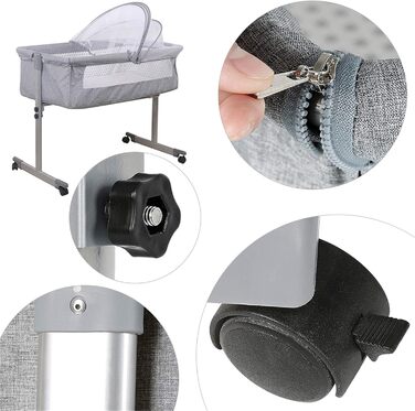 Дитячі ліжка, приліжкове ліжечко, дитяче ліжко, з москітними сітками та колесами Jw775