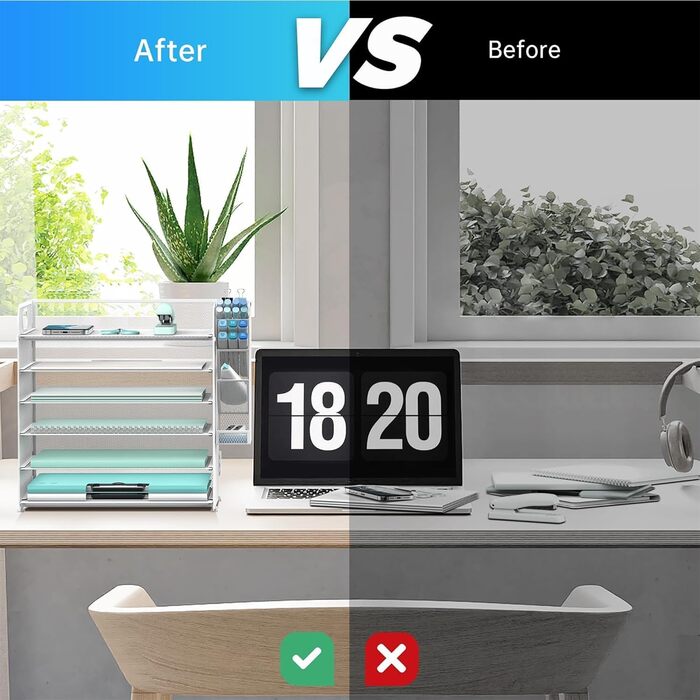 Рівневий лоток для листів з 4 тримачами для ручок, сітчастий органайзер для столу, лоток для листів з ручкою, органайзер для паперу для папок A4, білий, 6-