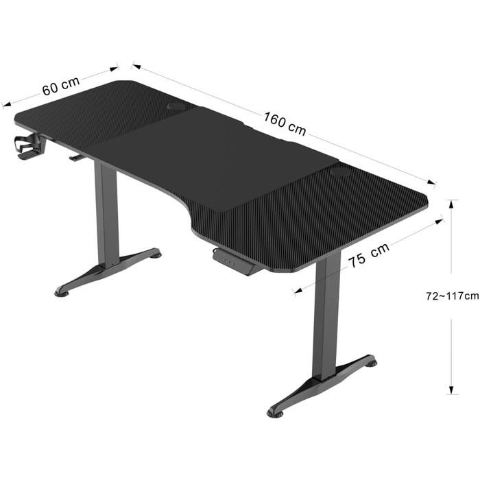 Ігровий стіл - Електрично регульоване по висоті сидіння-підставка - 160 x 75 см