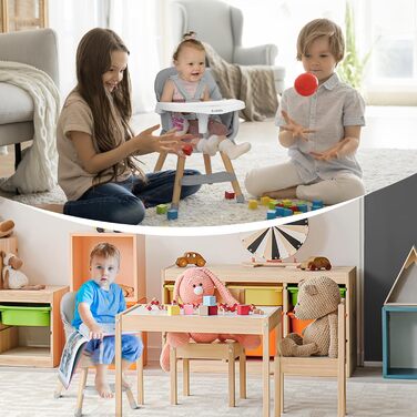 Стільчик для годування Ezebaby дитячий 6 в 1 бустерний стільчик, багатофункціональний стільчик для годування, дерев'яні ніжки, з 5