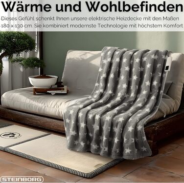 Електрична ковдра з підігрівом Steinborg з автоматичним вимиканням, 180x130 см, затишна електрична ковдра з підігрівом, м&39яка ковдра для ліжка або дивана, термоковдра, електрична ковдра з підігрівом, ковдра для ліжка з підігрівом, 9 налаштувань нагріву,