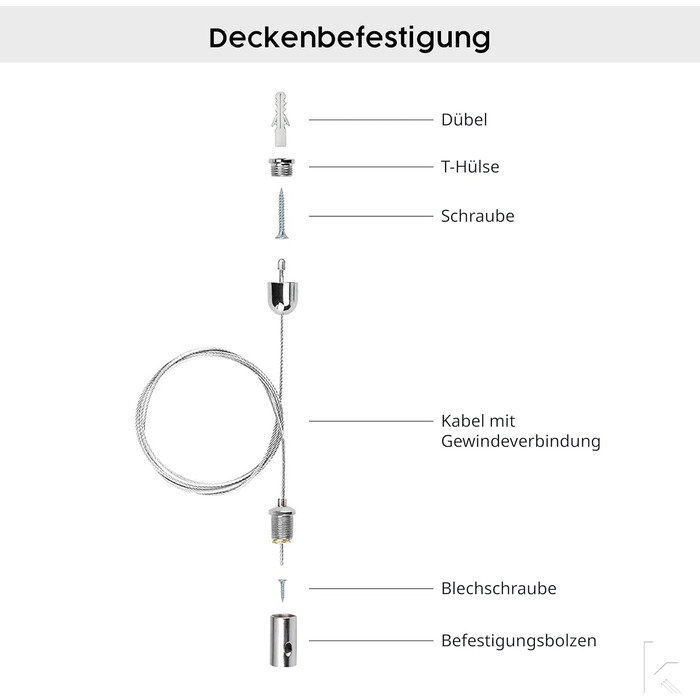 Інфрачервоний обігрівач Knighaus - стельове кріплення для стельового обігрівача Дротяний трос для інфрачервоного обігрівача