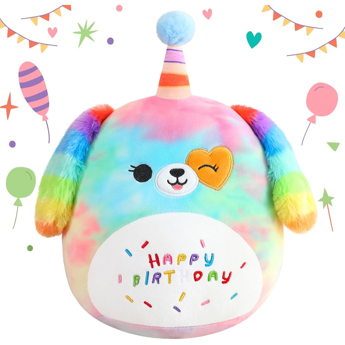 З днем народження м&39яка іграшка 10&39 райдужний песик м&39які іграшки мила плюшева подушка єдиноріг собака плюшева іграшка для дітей дівчинка хлопчик 25 см райдужний песик 25 см