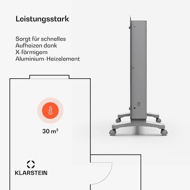 Розумний конвекторний обігрівач Klarstein Bansin Crystal 1500 Вт, настінний/окремостоячий, світлодіодний дисплей, керування за допомогою застосунку, енергоефективний, захист від перегріву та замерзання, блокування від дітей, ідеально підходить для вітален