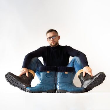 Гумові чоботи GoTherm з внутрішньою частиною з натуральної вовни, дуже зручні та дуже теплі, виготовлені з ПВХ, з нековзною підошвою, водонепроникні та підходять для підлітків, розмір 39 EU, чорні