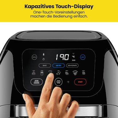 Багатофункціональна цифрова фритюрниця Chefman гриль, дегідратор, конвекція, 17 попередньо встановлених сенсорних екранів, сімейний розмір XL 10 л, автоматичне вимкнення, велике вікно огляду, чорний Великобританія