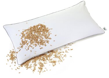 Подушка зі спельти 40x80 см, ортопедична подушка для підтримки шиї від болю в шиї, подушка для сну на боці, чохол 100 бавовна, подушка для шиї з наповнювачем з лушпиння спельти для спокійного сну, 40 x 80 см