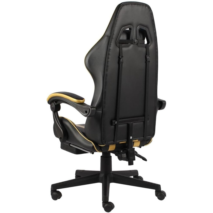 Ігрове крісло LAPOOH з підставкою для ніг, офісне крісло, ігрове крісло, ігрове крісло, письмове крісло, обертове крісло, чорно-золота штучна шкіра