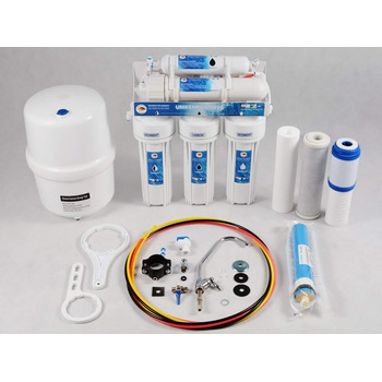 Система зворотного осмосу 6 ступенів ФІЛЬТР ВОДИ НІМЕЧЧИНА - з БІО активованим вугіллям і піновугільним фільтром - мембрана 75GPD, 285 л найчистішої питної води щодня, екологічний без BPA найкращий фільтр для кожного дому