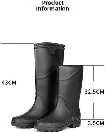 Чоловічі гумові чоботи, водонепроникне чоловіче взуття, високі чоботи, гумові черевики для дорослих, робоче взуття середнього зросту для чоловіків, чорний високий циліндр, розмір 43 EU
